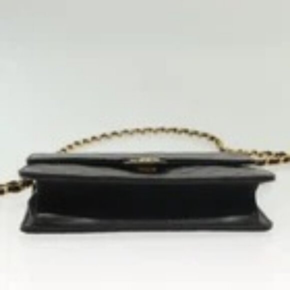 CHANEL Matelasse Chain Shoulder Bag Lamb Skin Black Gold CC Auth fm4823 - Picture 7 of 16